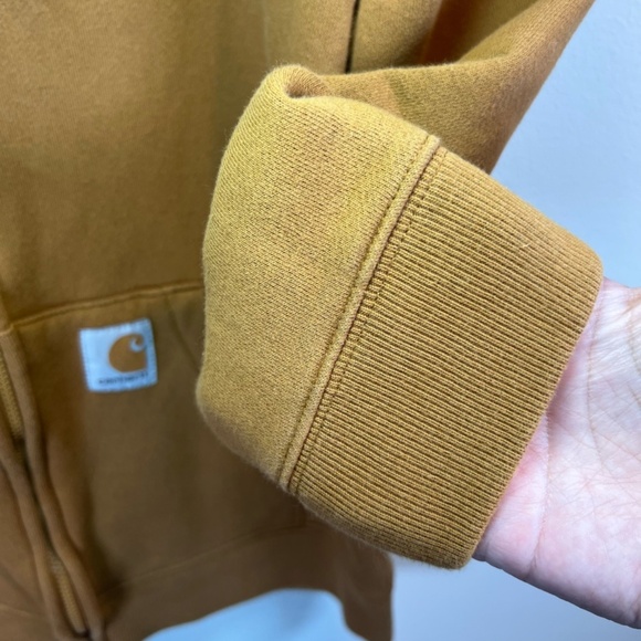 Carhartt Youth Full Zip HoodieSweatshirt Brown Spell Out Logo Pockets Kids 10/12 - Picture 8 of 13
